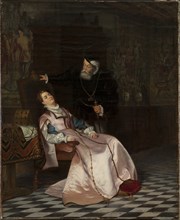 Gustav Vasa finds his consort Catherine Stenbock sleeping and hear her say "King Gösta I love...", 1 Creator: Salmson, Hugo (1843-1894).