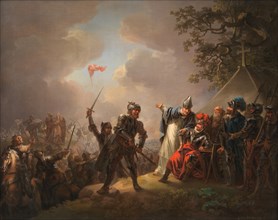 The Legend of the Danish Flag. The Dannebrog falling from the sky during the Battle of Lyndanise, 18 Creator: Lorentzen, Christian August (1749-1828).