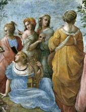 The Parnassus. Detail. (Fresco in Stanza della Segnatura), ca 1510-1511. Creator: Raphael (Raffaello Sanzio da Urbino) (1483-1520).