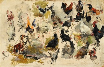 Roosters Study , 1869. Creator: Fortuny Marsal, Mariano (1838-1874).