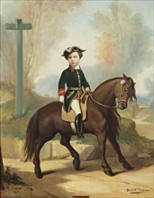 Equestrian portrait of Louis-Napoléon Bonaparte (1856-1879), Prince Imperial , 1861. Creator: Masson, Bénédict (1819-1893).