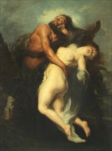 The Abduction of Deianeira by the Centaur Nessus. Creator: Decamps, Alexandre Gabriel (1803-1860).