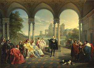 Torquato Tasso reads La Gerusalemme Liberata at the Court of Ferrara, 1841. Creator: Mancinelli, Giuseppe (1813-1875).