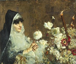 A nun in prayer. Creator: Postiglione, Salvatore (1861-1906).
