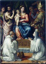 The Virgin with Saints Christina of Bolsena, John the Baptist, Philip, Nicholas?, 1540. Creator: Salviati (Rossi), Francesco (1510-1563).
