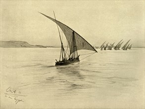 Feluccas on the River Nile, Cairo, Egypt, 1898.  Creator: Christian Wilhelm Allers.