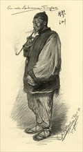 Man smoking a pipe, Tsingtao, China, 1898. Creator: Christian Wilhelm Allers.