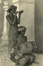 Temple musicians, Kandy, Ceylon, 1898.  Creator: Christian Wilhelm Allers.
