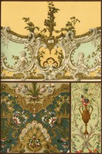 Painting, leather tapestry, stucco ornaments, France and Germany, 17th and 18th centuries, (1898). Creator: Unknown.