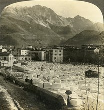 marble blocks for the finest sculptures at Carrara, Italy', c1909. Creator: Unknown.