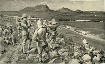 Fighting Mac and the Highland Brigade in Action at Koodoesberg', 1900. Creator: Lestor Ralph.