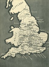 Map of England, with principal towns and cities, 1943. Creator: F Nichols.