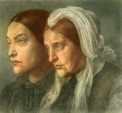 'Christina Rossetti with her Mother', 1877, (1942).  Creator: Dante Gabriel Rossetti.