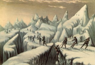 Stage in the ascent of Mont Blanc, c1853, (1946).  Creator: George Baxter.