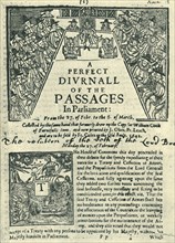 Front page of "A Perfect Diurnall of the Passages in Parliament", February-March 1642, (1945).  Creator: Unknown.