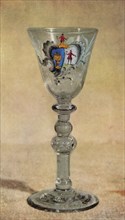 Wineglass painted by William Beilby, mid 18th century, (1946).  Creator: Unknown.
