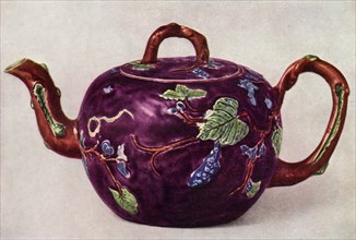 Staffordshire teapot decorated with applied reliefs, c1755, (1944).  Creator: Unknown.