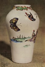 'Bristol White-Glass Enamel-Painted Vase', 1946. Creator: Unknown.