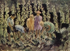 'Evacuees growing cabbages', 1940, (1943). Creator: Leila Faithfull.