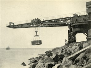 'British Engineeering Work in Mexico: Building a Breakwater', 1919. Creator: Unknown.