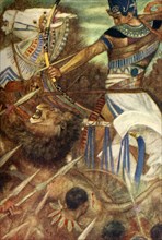 'Rameses II accompanied by a Lion', 1915. Creator: Evelyn Paul.