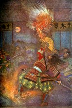 'Raiko slays the Goblin of Oyeyama', 1912. Creator: Evelyn Paul.