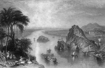 'Rocks at Colgong on the Ganges', 1838. Creator: George Francis White.