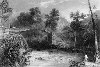 'Bridge at Bhurkote', 1838. Creator: George Francis White.