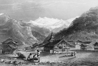 'Kursalee, - A Village in the Himalaya Mountains, India', 1838. Creator: George Francis White.