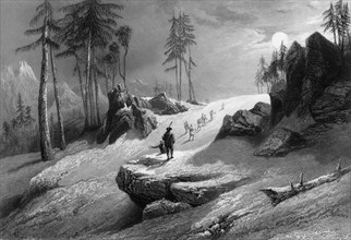 'Crossing the Choor Mountain', 1838. Creator: George Francis White.