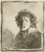 Self-portrait open mouthed, as if shouting: bust, 1630. Creator: Rembrandt Harmensz van Rijn.