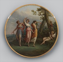 Three dancing nymphs and a reclining cupid in a landscape, ca. 1772. Creator: Antonio Zucchi.