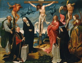 The Crucifixion with Donors and Saints Peter and Margaret, ca. 1525-27. Creator: Cornelius Engebrechtsz.