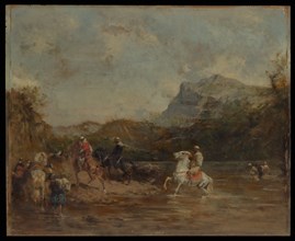 Arabs Crossing a Ford, 1873. Creator: Eugene Fromentin.