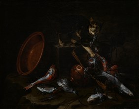 A Cat Stealing Fish, late 1660s. Creator: Giuseppe Recco.