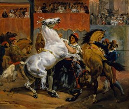The Start of the Race of the Riderless Horses, 1820. Creator: Émile Jean-Horace Vernet.