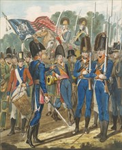 Members of the City Troop and Other Philadelphia Soldiery, 1811-ca. 1813. Creator: John Lewis Krimmel.