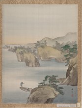 River Scene with Rocky Hills in Background, 1868. Creator: Gyokusho Kawabata.