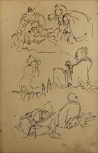 Sketches of East Asian Legendary Figures, late 19th century. Creator: Kawanabe Kyosai.