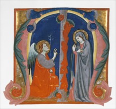 Annunciation in an Initial M, ca. 1310-15. Creator: Maestro Daddesco.