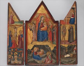 Madonna and Child Enthroned with Saints... , and (below) the Nativity..., ca. 1380-90. Creator: Matteo di Pacino.