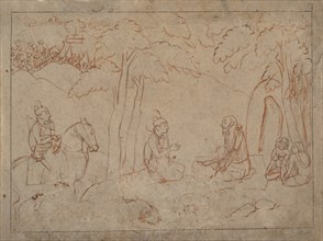 Rama and Lakshmana Visit the Hermitage of an Ascetic, ca. 1775-80. Creator: Attributed to a first-generation master after Nainsukh (active ca. 1735-78).
