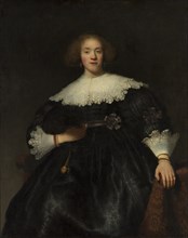 Portrait of a Young Woman with a Fan, 1633. Creator: Rembrandt Harmensz van Rijn.