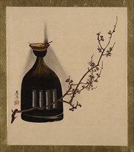 Lacquer Paintings of Various Subjects: Plum Branch with Oil Lamp, 1882. Creator: Shibata Zeshin.
