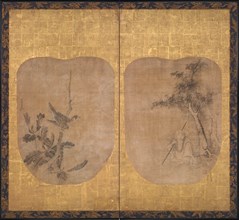 Daoist Sage beneath a Tree and Hawk on a Branch, mid-17th century. Creator: Soga Nichokuan.