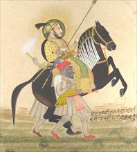 Maharana Sangram Singh Riding a Prize Stallion, ca. 1712. Creator: Stipple Master (Indian, active ca. 1690-1715).