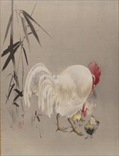 Rooster and Hen with Chicks, ca. 1887. Creator: Watanabe Seitei.