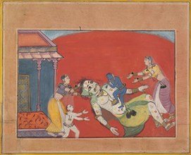The Death of the Demoness Putana: Folio from a Bhagavata Purana Series, ca. 1610. Creator: Unknown.
