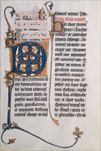 Manuscript Leaf with Initial M, from a Missal, ca. 1290. Creator: Unknown.
