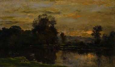 Landscape with Ducks, 1872. Creator: Charles Francois Daubigny.